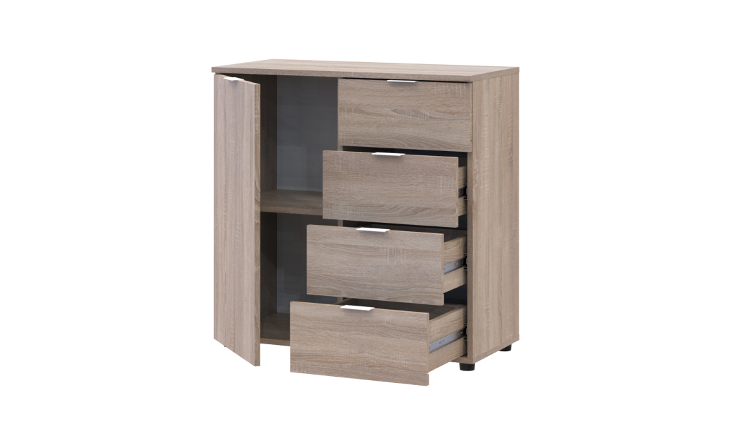Kommode Doros Ron 1 Sonoma Eiche 1 Türen 4 Schubladen 80x38x81 (41516294)