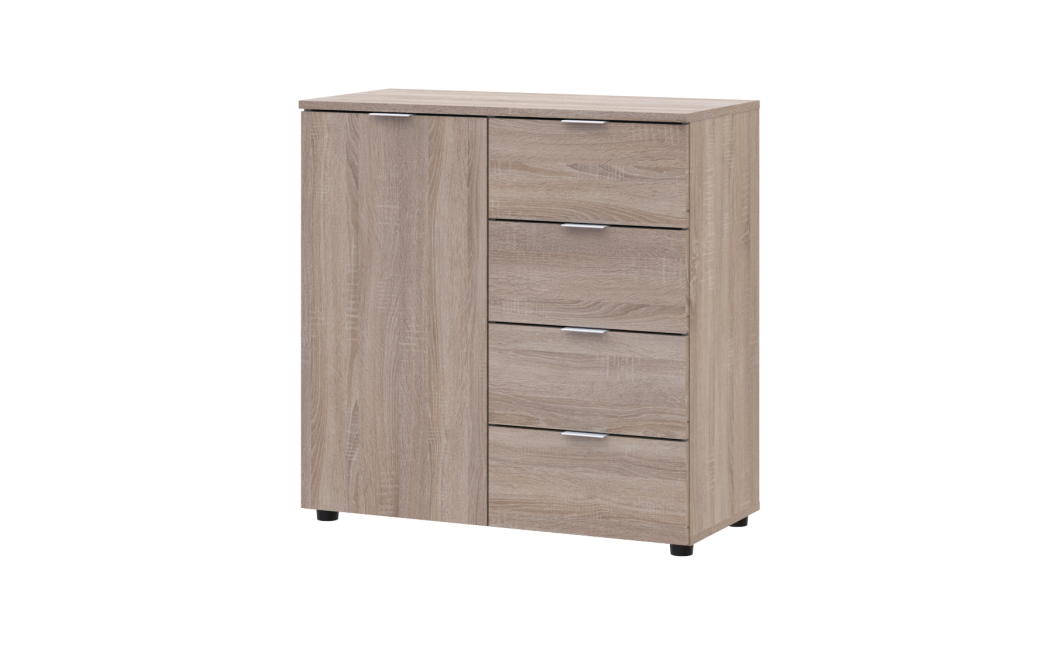 Kommode Doros Ron 1 Sonoma Eiche 1 Türen 4 Schubladen 80x38x81 (41516294)