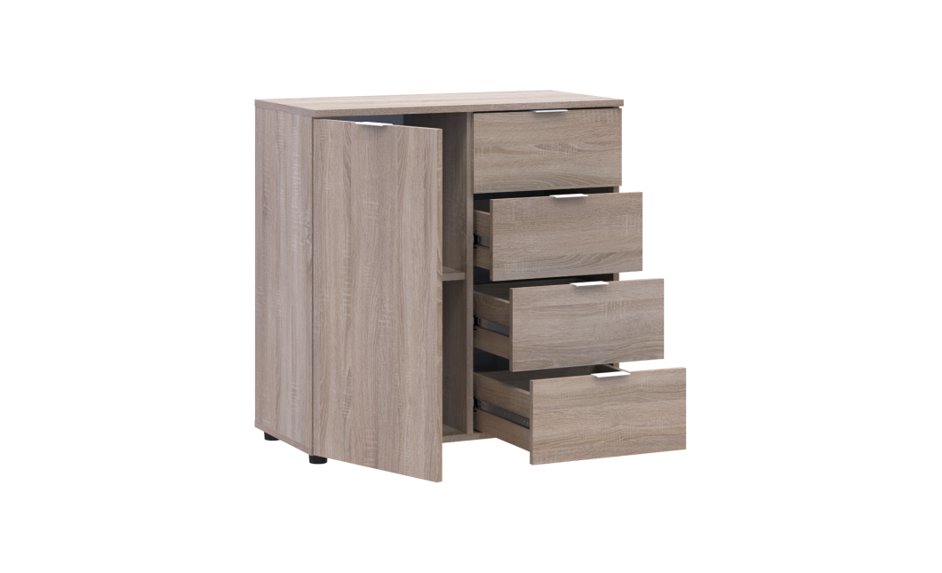 Kommode Doros Ron 1 Sonoma Eiche 1 Türen 4 Schubladen 80x38x81 (41516294)