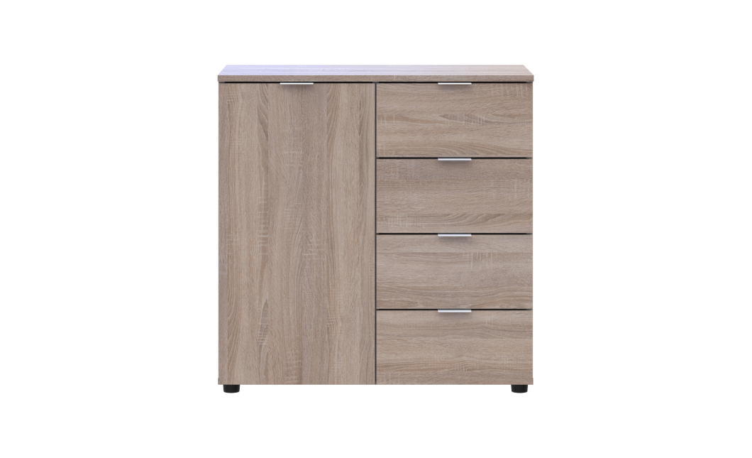 Kommode Doros Ron 1 Sonoma Eiche 1 Türen 4 Schubladen 80x38x81 (41516294)