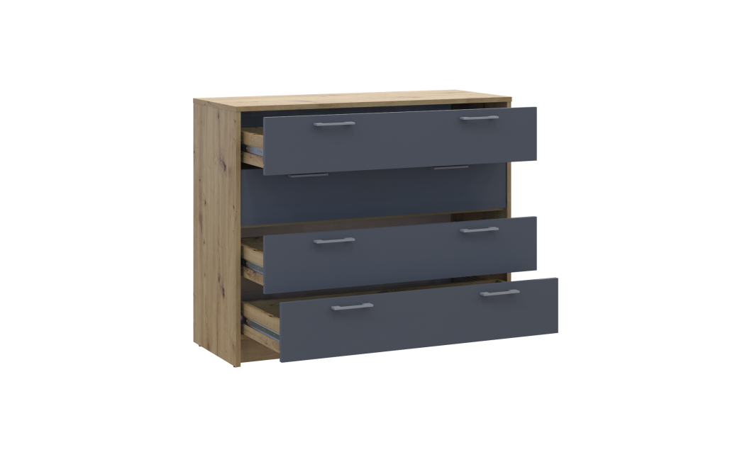 Kommode Doros Rondi Artisan Eiche / Graphitgrau 4 Schubladen 100x40x82 (41516186)