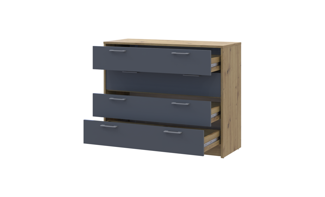 Kommode Doros Rondi Artisan Eiche / Graphitgrau 4 Schubladen 100x40x82 (41516186)