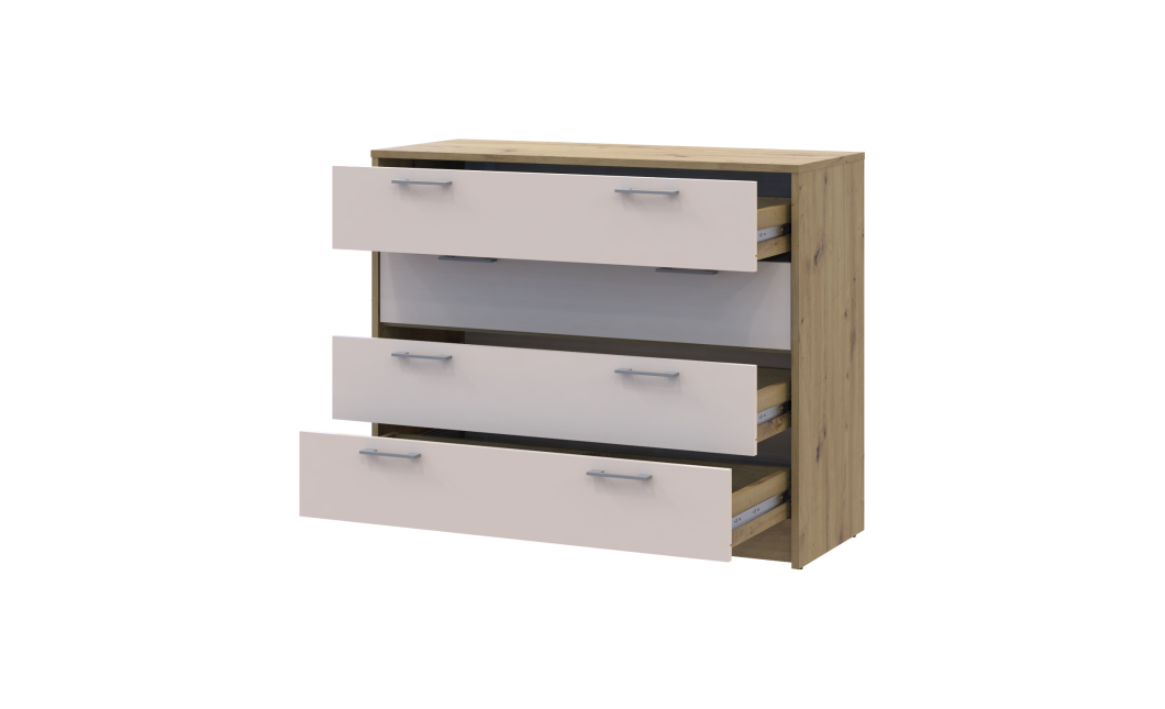 Kommode Doros Rondi Artisan Eiche / Kaschmir 4 Schubladen 100x40x82 (41516187)