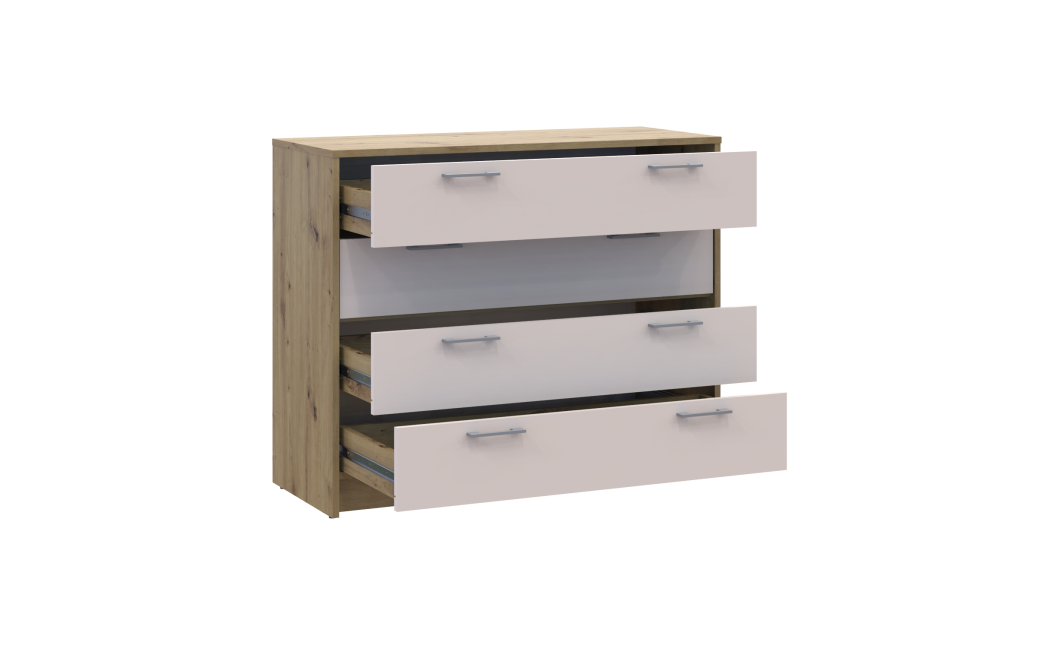 Kommode Doros Rondi Artisan Eiche / Kaschmir 4 Schubladen 100x40x82 (41516187)