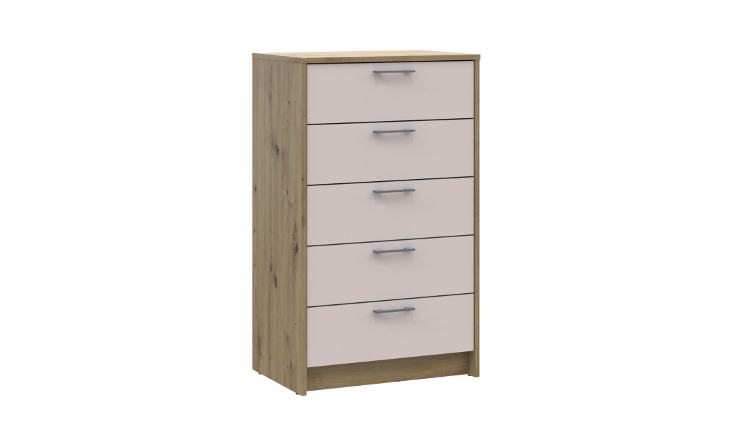 Kommode Doros Rondi Artisan Eiche / Kaschmir 5 Schubladen 60x40x100 (41516189)