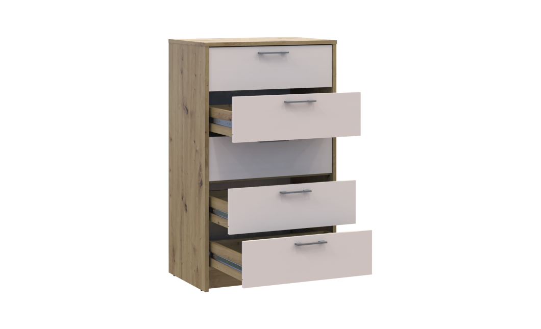Kommode Doros Rondi Artisan Eiche / Kaschmir 5 Schubladen 60x40x100 (41516189)