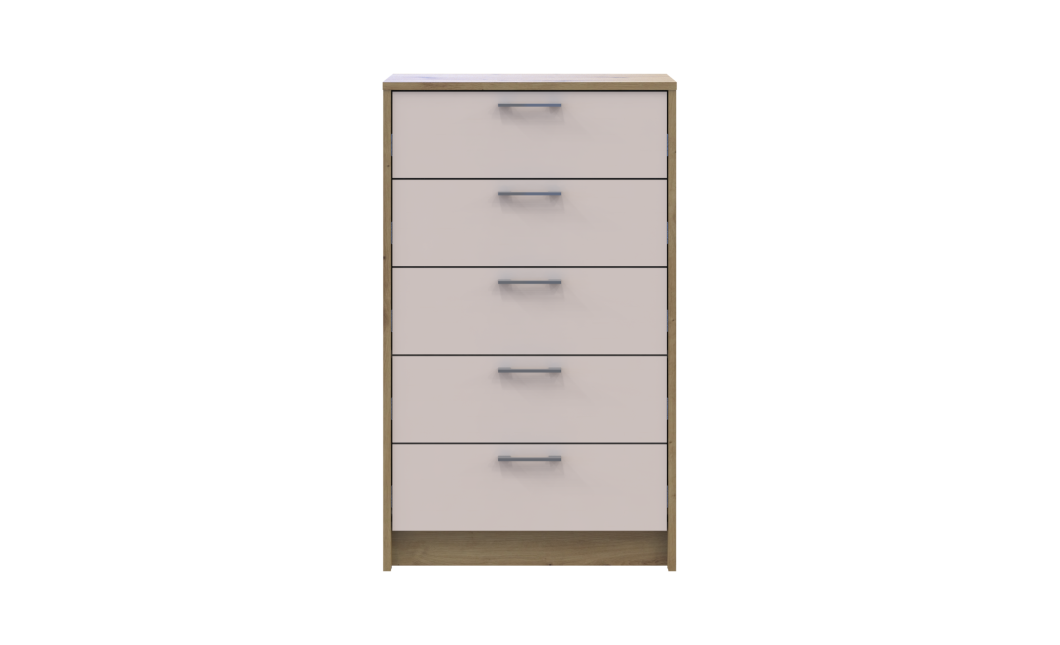 Kommode Doros Rondi Artisan Eiche / Kaschmir 5 Schubladen 60x40x100 (41516189)