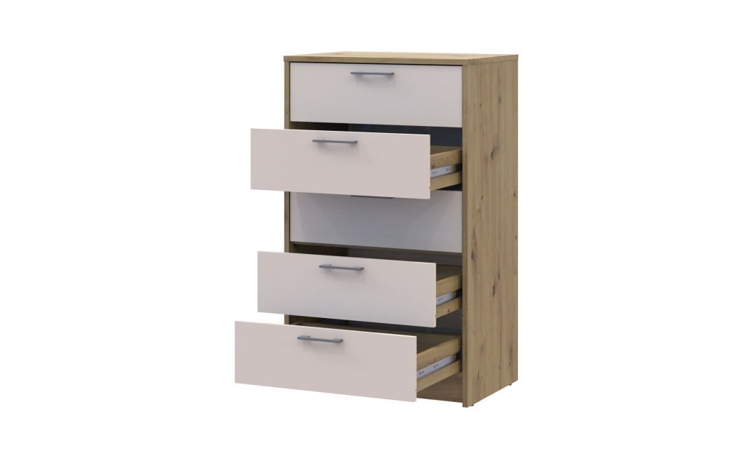 Kommode Doros Rondi Artisan Eiche / Kaschmir 5 Schubladen 60x40x100 (41516189)