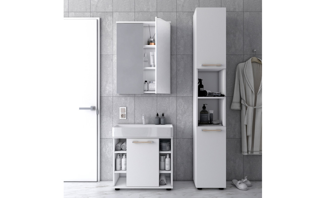 Badezimmerschrank-Set Doros Mira Weiß 84x33x183,5 (41510133)