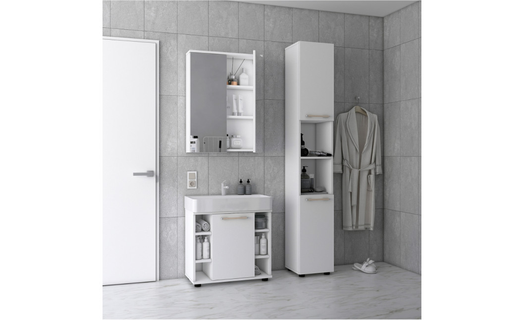 Badezimmerschrank-Set Doros Mira Weiß 84x33x183,5 (41510133)