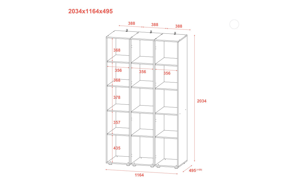 Kleiderschrank Set Doros Gelar Kaschmir mit 3 Spiegeln 117x49,5x203,4 (42005104)