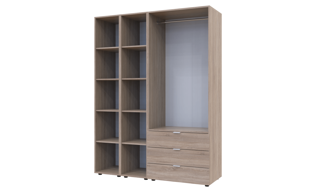 Kleiderschrank Doros Gelar Sonoma Eiche 2 Türen mit 2 offenen Regalböden 153,9x49,5x203,4 (42005045)