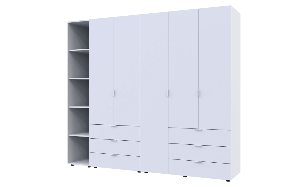 Kleiderschrank Doros Gelar Weiß 2+3 Türen mit offenem Regal 231,9x49,5x203,4 (42005032)