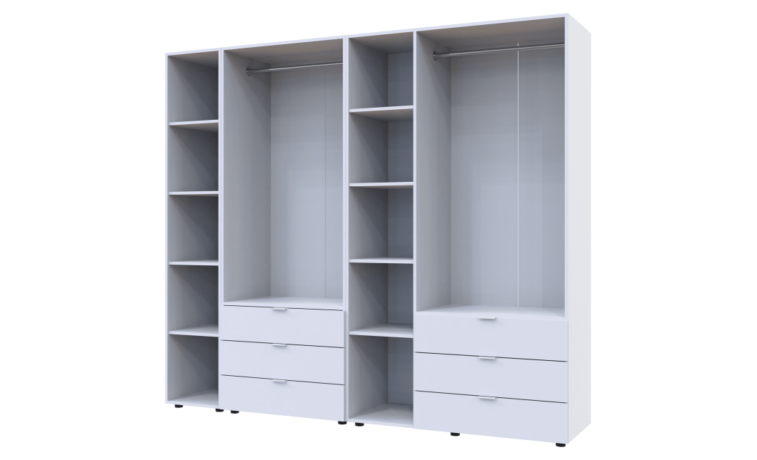 Kleiderschrank Doros Gelar Weiß 2+3 Türen mit offenem Regal 231,9x49,5x203,4 (42005032)
