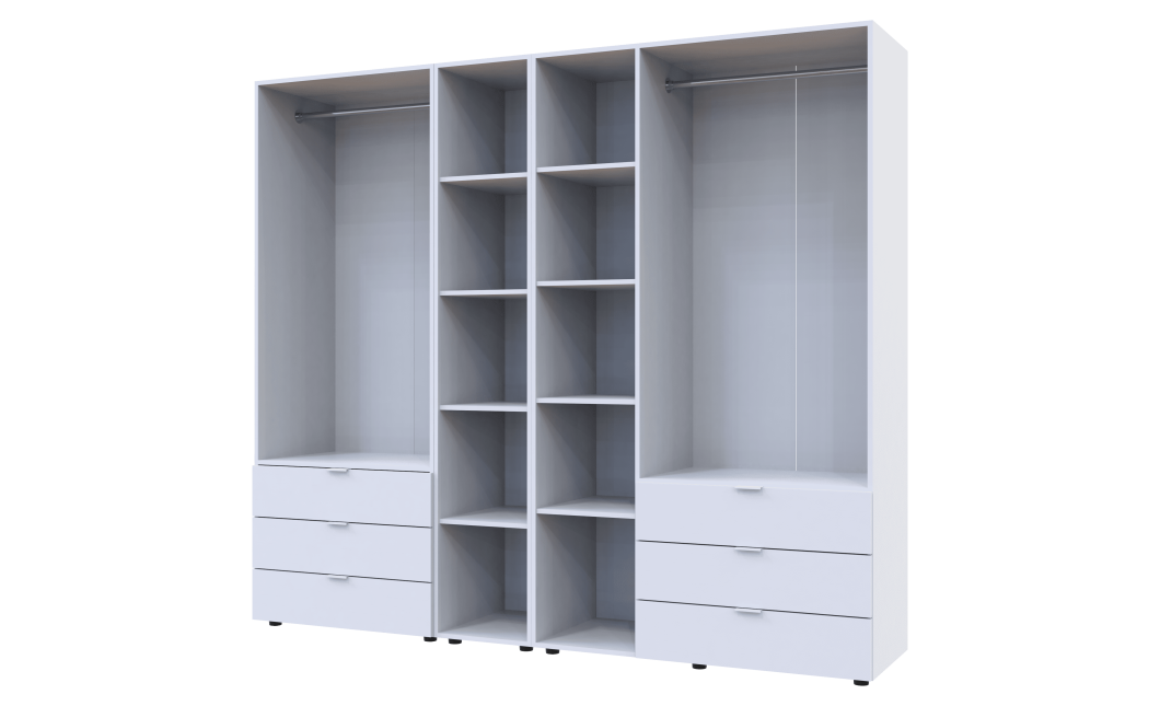 Kleiderschrank Doros Gelar Weiß 2+3 Türen mit offenem Regal 231,9x49,5x203,4 (42005032)