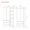 Kleiderschrank Doros Gelar Weiß 2+3 Türen mit offenem Regal 231,9x49,5x203,4 (42005032)