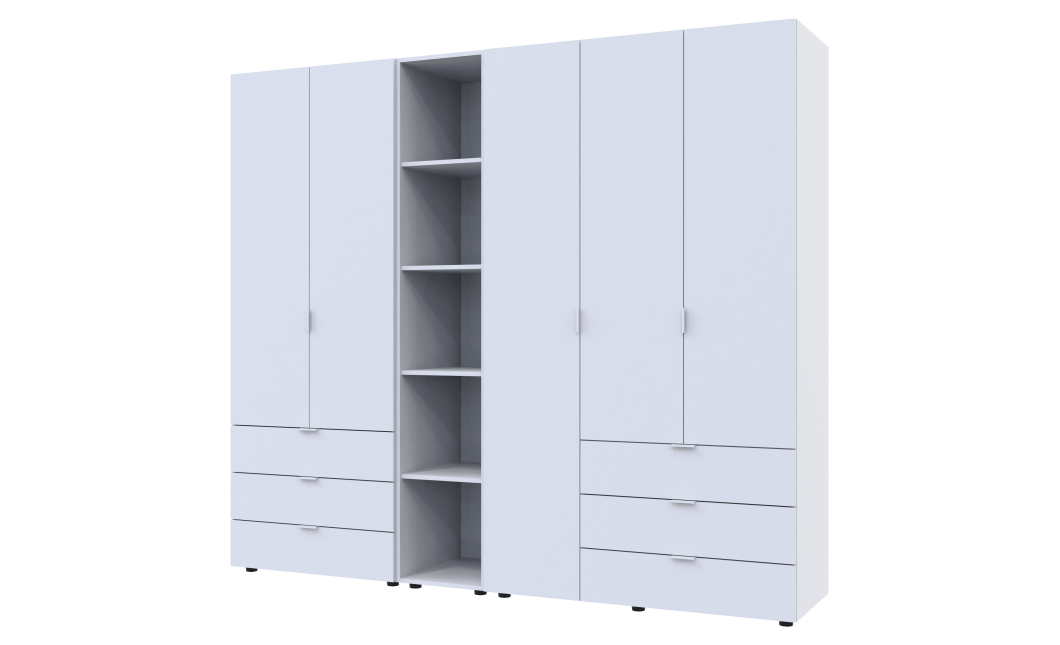 Kleiderschrank Doros Gelar Weiß 2+3 Türen mit offenem Regal 231,9x49,5x203,4 (42005032)