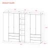 Kleiderschrank Doros Gelar Weiß 3+3 Türen mit offenem Regal 270,6x49,5x203,4 (42005036)