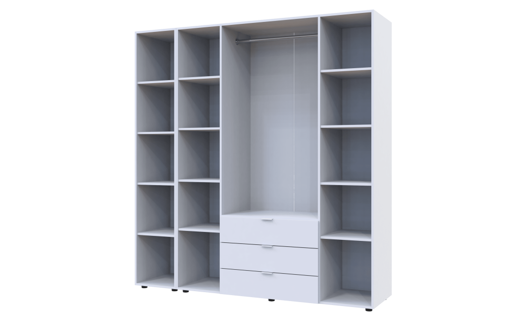 Kleiderschrank Doros Gelar Weiß 4 Türen mit offenem Regal 193,2x49,5x203,4 (42005038)