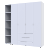 Kleiderschrank Doros Gelar Weiß 4 Türen mit offenem Regal 193,2x49,5x203,4 (42005038)