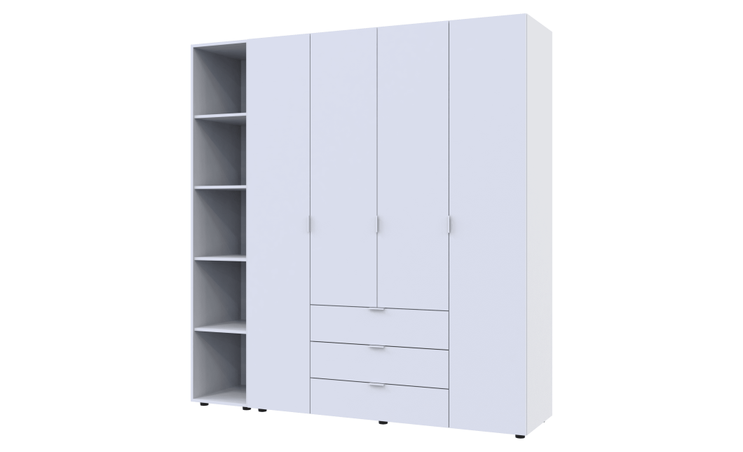 Kleiderschrank Doros Gelar Weiß 4 Türen mit offenem Regal 193,2x49,5x203,4 (42005038)