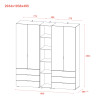Kleiderschrank Doros Gelar Sonoma Eiche 2+2 Türen mit offenem Regal 193,2x49,5x203,4 (42005044)