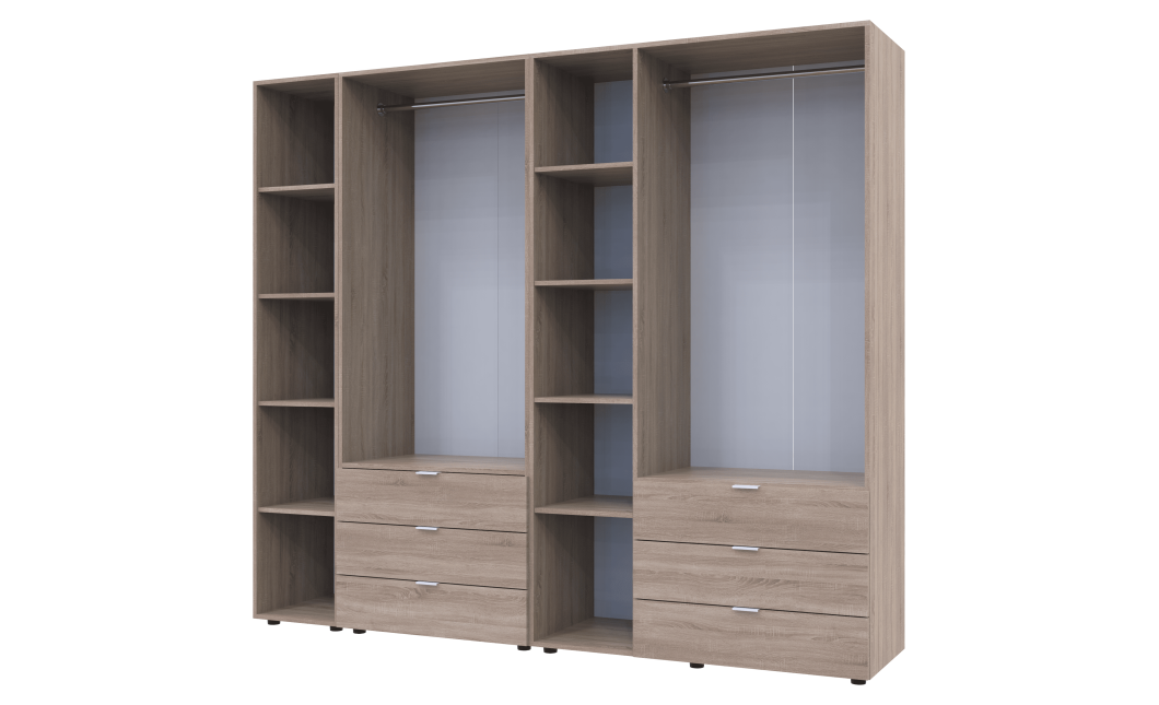 Kleiderschrank Doros Gelar Sonoma Eiche 2+3 Türen mit offenem Regal 231,9x49,5x203,4 (42005046)