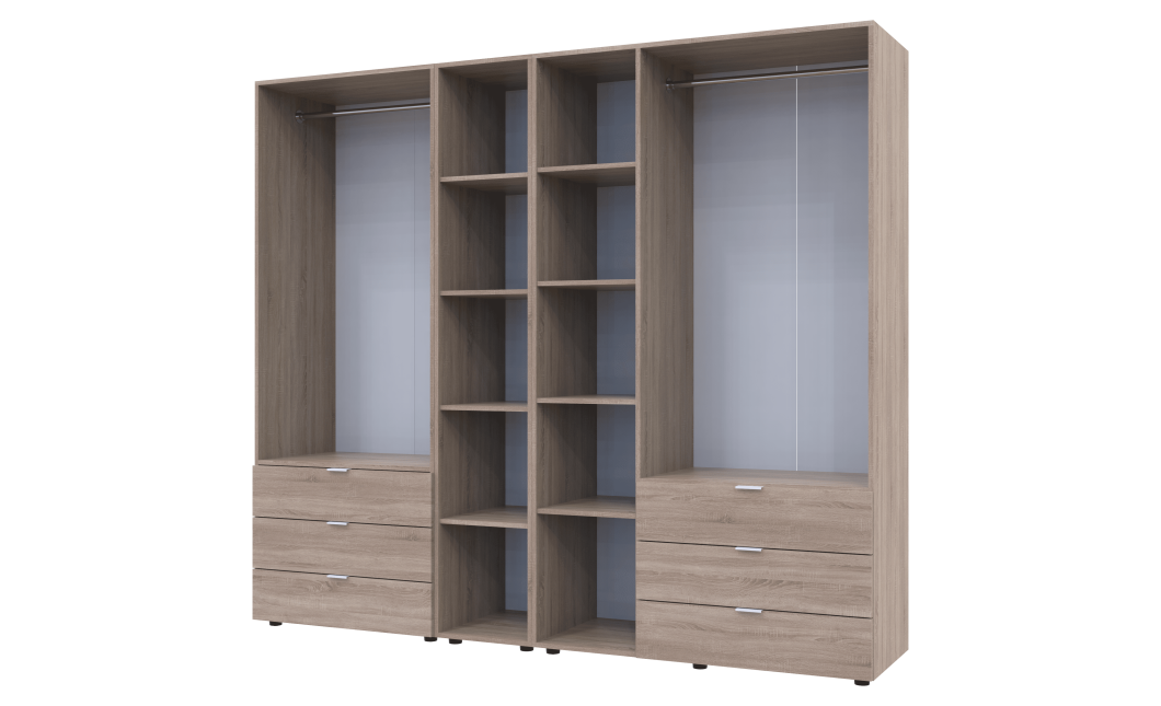 Kleiderschrank Doros Gelar Sonoma Eiche 2+3 Türen mit offenem Regal 231,9x49,5x203,4 (42005046)