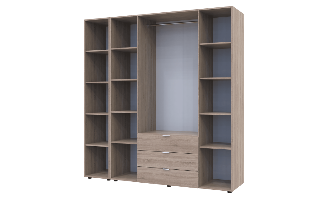 Kleiderschrank Doros Gelar Sonoma Eiche 4 Türen mit offenem Regal 193,2x49,5x203,4 (42005043)