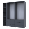 Kleiderschrank Doros Gelar Graphitgrau 2+2 Türen mit offenem Regal 193,2x49,5x203,4 (42005056)