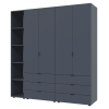 Kleiderschrank Doros Gelar Graphitgrau 2+2 Türen mit offenem Regal 193,2x49,5x203,4 (42005056)