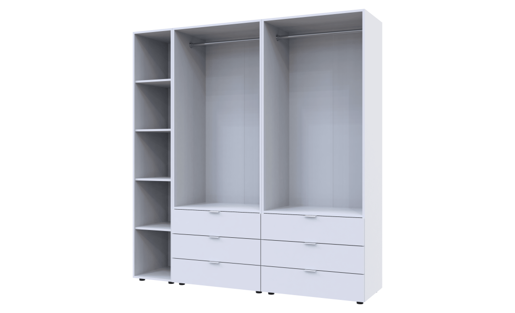 Kleiderschrank Doros Gelar Weiß 2+2 Türen mit offenem Regal 193,2x49,5x203,4 (42005031)