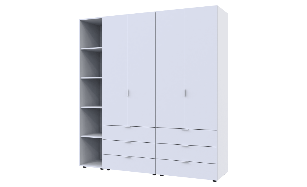 Kleiderschrank Doros Gelar Weiß 2+2 Türen mit offenem Regal 193,2x49,5x203,4 (42005031)