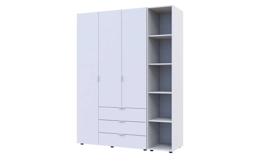 Kleiderschrank Doros Gelar Weiß 3 Türen mit offenem Regal 154,4x49,5x203,4 (42005034)