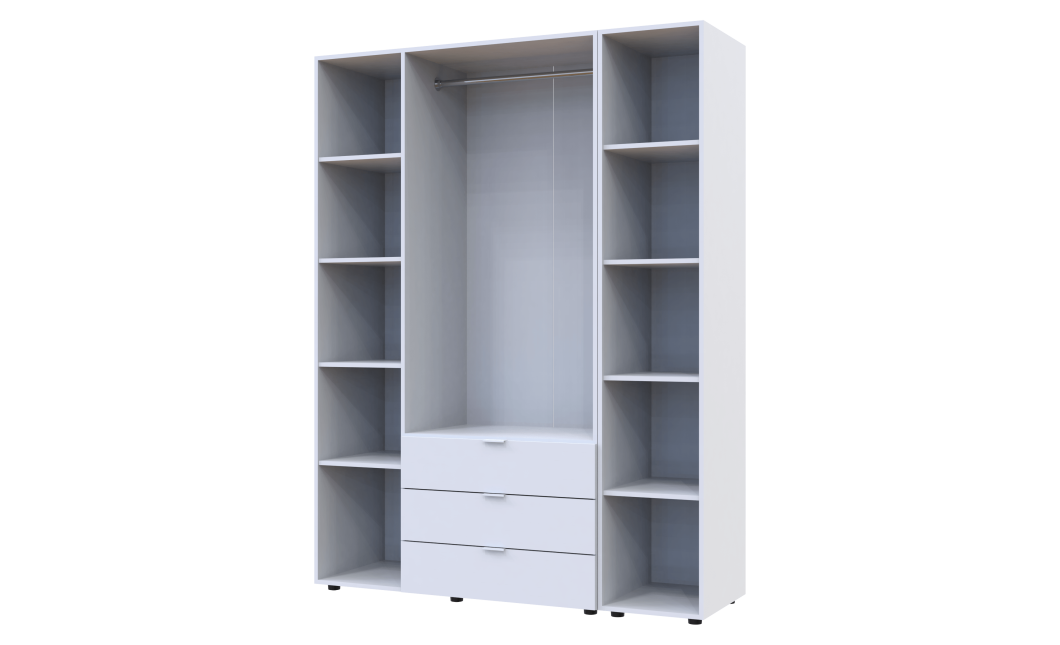 Kleiderschrank Doros Gelar Weiß 3 Türen mit offenem Regal 154,4x49,5x203,4 (42005034)