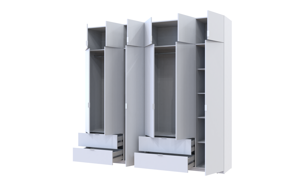 Kleiderschrank-Set Doros Lukas Weiß 3+3 Türen 255x50x240 (42005110)