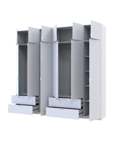 Kleiderschrank-Set Doros Lukas Weiß 3+3 Türen 255x50x240 (42005110)