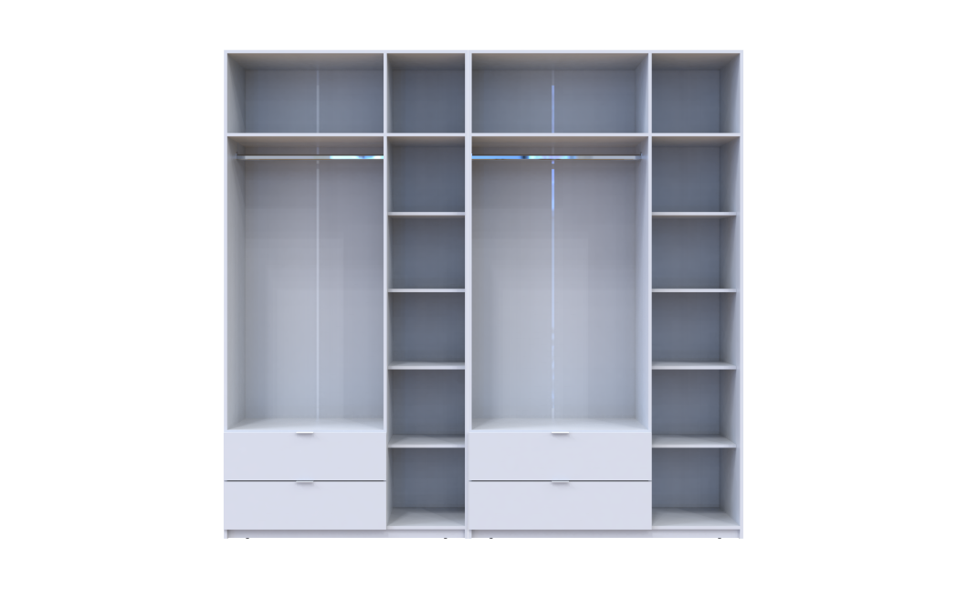 Kleiderschrank-Set Doros Lukas Weiß 3+3 Türen 255x50x240 (42005110)