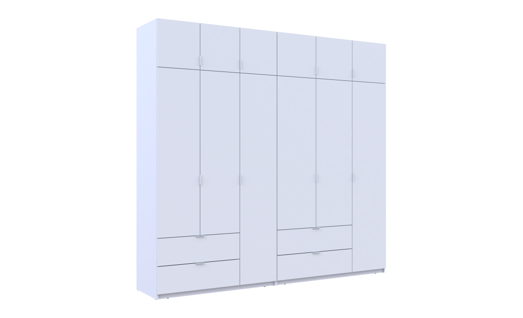 Kleiderschrank-Set Doros Lukas Weiß 3+3 Türen 255x50x240 (42005110)