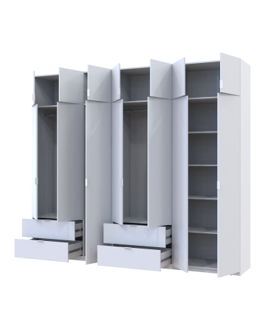Kleiderschrank Doros Lukas Weiß 3+4 Türen 280x50x240 (42005118)