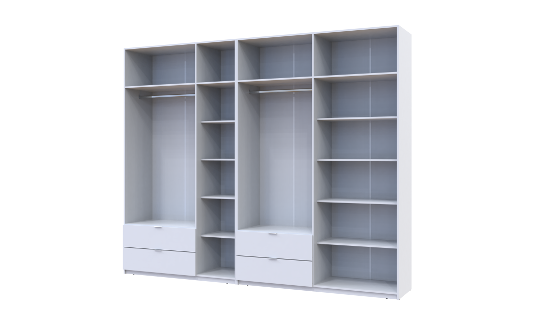 Kleiderschrank Doros Lukas Weiß 3+4 Türen 295x50x240 (42005122)