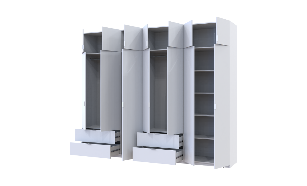 Kleiderschrank Doros Lukas Weiß 3+4 Türen 295x50x240 (42005122)