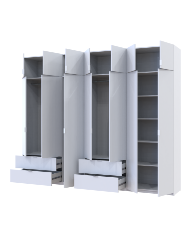Kleiderschrank Doros Lukas Weiß 3+4 Türen 295x50x240 (42005122)