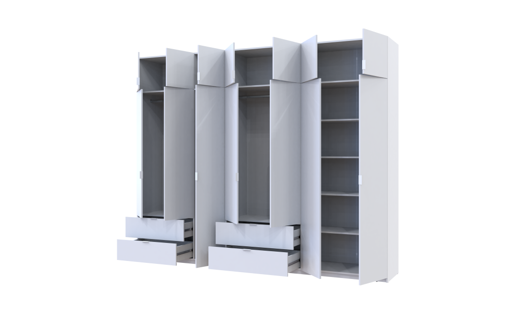 Kleiderschrank-Set Doros Lukas Weiß 3+4 Türen 300x50x240 (42005130)