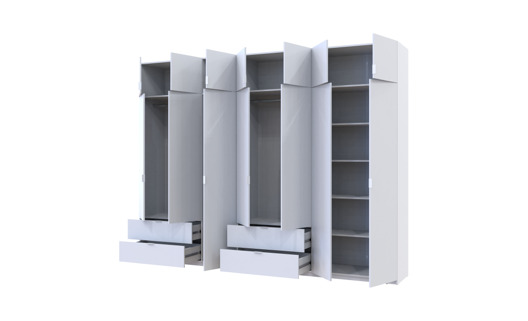 Kleiderschrank Doros Lukas Weiß 3+4 Türen 315x50x240 (42005134)
