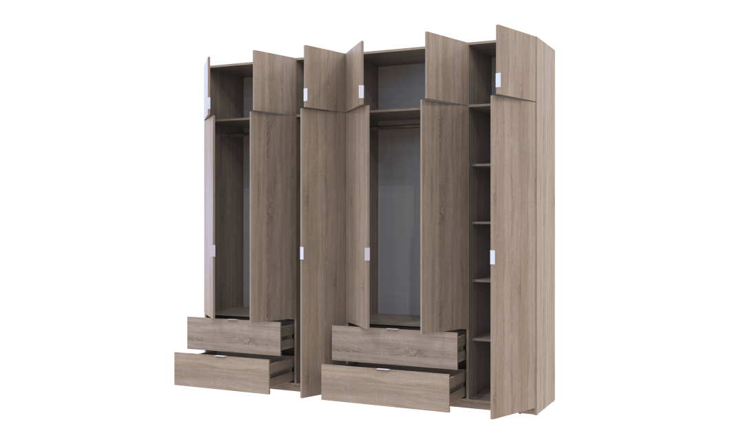 Kleiderschrank Doros Lukas Sonoma Eiche 3+3 Türen 255x50x240 (42005111)