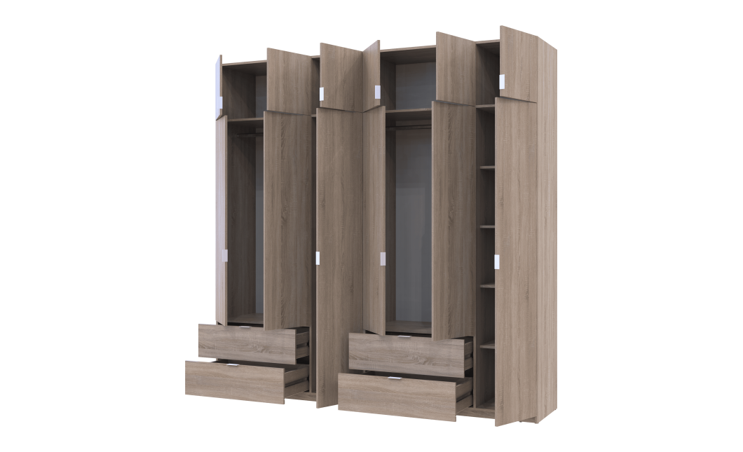 Kleiderschrank Doros Lukas Sonoma Eiche 3+3 Türen 240x50x240 (42005107)