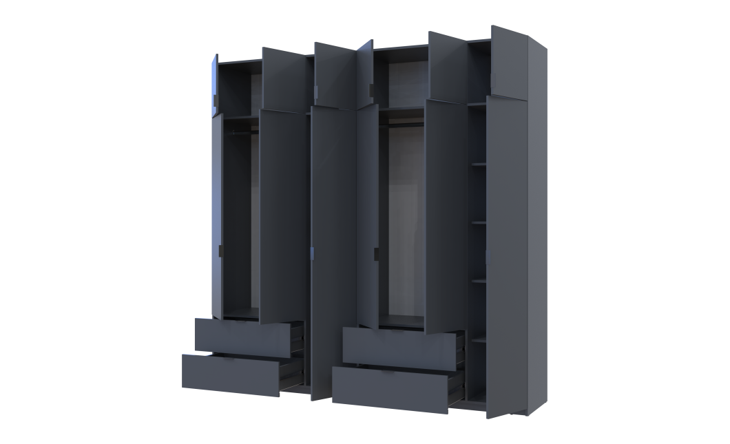 Kleiderschrank Doros Lukas Graphitgrau 3+3 Türen 240x50x240 (42005109)