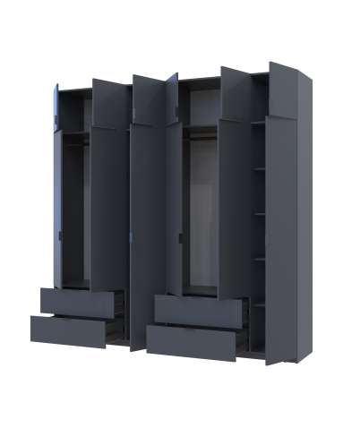 Kleiderschrank Doros Lukas Graphitgrau 3+3 Türen 240x50x240 (42005109)