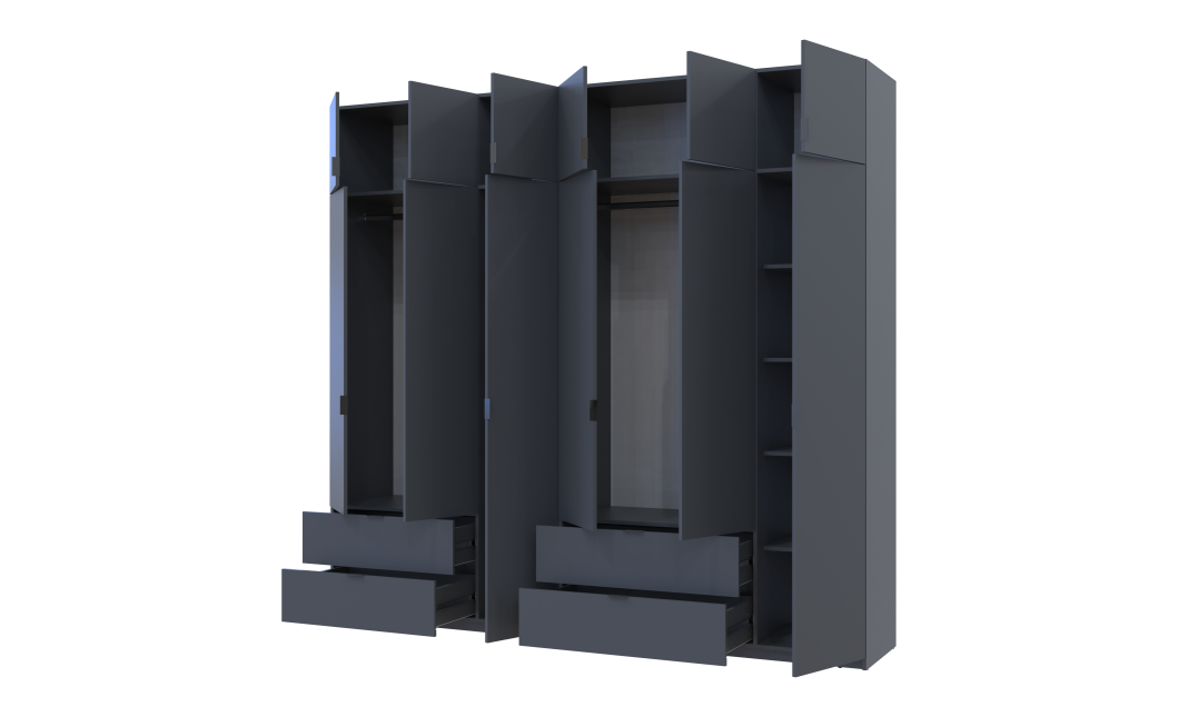Kleiderschrank Doros Lukas Graphitgrau 3+3 Türen 255x50x240 (42005113)